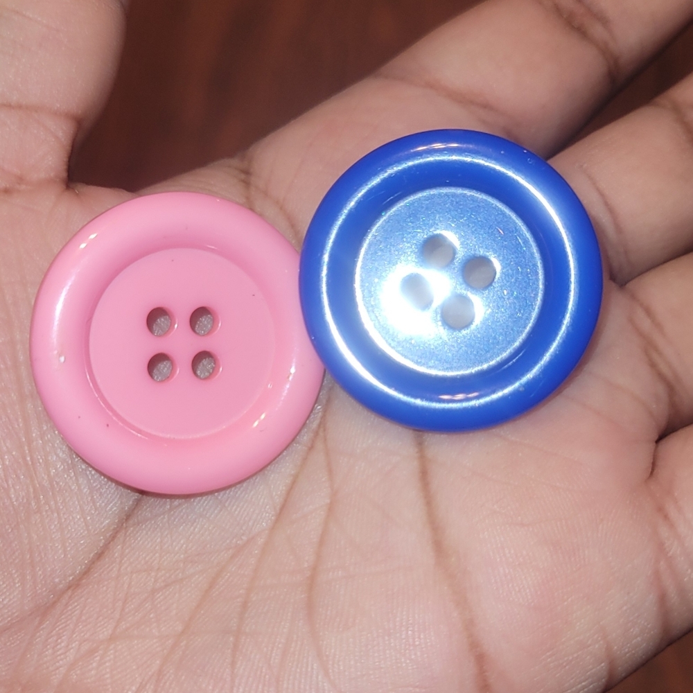 Pink and blue button earrings